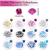 SUNNYCLUE 1200Pcs 12 Colors Cubic Zirconia Cabochons ZIRC-SC0001-29-2