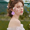 FIBLOOM 4 Pairs 4 Colors Bohemian Style Raffia Flower Dangle Stud Earrings with Iron Pins EJEW-FI0002-26-6
