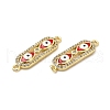 Brass Micro Pave Clear Cubic Zirconia Connector Charms with Enamel KK-E068-VB398-2-3