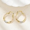 Brass Two Tone Twist Hoop Earrings EJEW-B117-06A-M-2