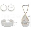 Teardrop Alloy with Acrylic Pendant Necklace & Hoop Earring & Cuff Bangle FS-WG301DC-01-5