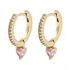 Brass Pave Cubic Zirconia Heart Hoop Earrings for Women EJEW-L269-131G-2