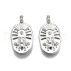 Brass Micro Pave Clear Cubic Zirconia Pendants KK-C005-09P-2