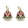 Brass Micro Pave Chocolate & Green Cubic Zirconia Charms ZIRC-S067-003-NR-1