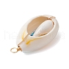 6Pcs 6 Styles Natural Cowrie Shell & Glass Seed Beads Pendants PALLOY-JF02759-01-5