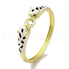 Brass Pave Green Cubic Zirconia Leopard Hinged Bangle for Women BJEW-K246-06G-1