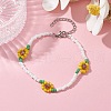 Flower Glass Seed Beaded Bracelets for Women BJEW-JB10105-2