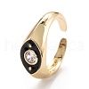 Brass Micro Pave Clear Cubic Zirconia Cuff Rings RJEW-I077-16G-2
