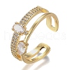 Adjustable Brass Micro Pave Clear Cubic Zirconia Cuff Rings ZIRC-Z002-27G-3