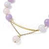 Natural Aquamarine & Rose Quartz & Amethyst Round Beaded Bracelets BJEW-JB11925-03-3