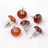 Half Round Dome Natural Red Agate Stud Earrings EJEW-L171-06-2