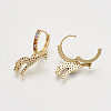 Brass Cubic Zirconia Dangle Hoop Earrings EJEW-S201-145-2