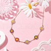 Alloy Enamel Flower Links Chain Necklaces for Women NJEW-JN04742-2