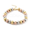 202 Stainless Steel Round Beaded Bracelets for Men Women BJEW-D034-01MC-1