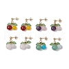 Cherry Natural Mixed Stone Dangle Stud Earrings EJEW-TA00627-2