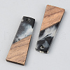 Transparent Resin & Walnut Wood Pendants RESI-S389-040A-A02-2