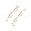 Shell Pearl Tassel Stud Earrings EJEW-TA00645-4