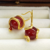 Vintage S925 Sterling Silver Red Agate Snake Dangle Earrings YB9119-4