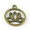 Flat Round with Lotus Zinc Alloy Pendants PALLOY-R065-170-LF-1