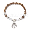 4Pcs Wood Round Bead Charm Bracelets for Women BJEW-JB11645-3