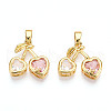Brass Micro Pave Cubic Zirconia Charms X-KK-N254-227G-1
