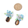 Handmade Glass Seed Beads Natural Tiger Eye Stud Earrings EJEW-MZ00449-02-3
