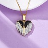 304 Stainless Steel Polymer Clay Rhinestones Wing Openable Pendant Necklaces for Women NJEW-Z065-14G-02-3