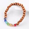 Wood Round Bead Kids Bracelets Stretch Bracelets BJEW-JB02279-1