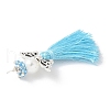 Glass Pearl Round Beaded with Polycotton Tassel Big Pendants PALLOY-MZ00612-02-3