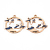 Eco-Friendly Alloy Enamel Pendants ENAM-T011-81A-NR-2