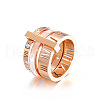 Roman Numerals 304 Stainless Steel & Crystal Rhinestone & Natural Shell Finger Rings FS-WGD9A22-09-2
