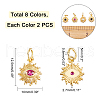  16Pcs 8 Colors Brass Micro Pave Cubic Zirconia Charms KK-NB0001-39-4