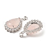 Natural Rose Quartz & Rhinestone Pendants G-K338-31P-07-2