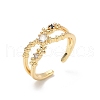 Brass Micro Pave Cubic Zirconia Cuff Rings RJEW-V009-09G-4