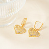 French Style Heart Brass Clear Cubic Zirconia Hoop Earrings OS1413-2-2