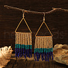 Bohemian Style Triangle Metal Glass Seed Bead Tassel Dangle Earrings for Women WC2298-1-1