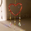 Heart Natural Red Jasper Chips Hanging Ornaments HJEW-G024-01F-1