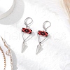 Triangle with Eye Brass Glass Seed Beaded Leverback Earrings EJEW-MZ00452-3