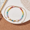 Colorful Glass Seed & Brass Braided Bead Bracelet BJEW-JB10138-01-2