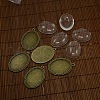 40x30mm Oval Transparent Clear Glass Cabochons and Antique Bronze Zinc Alloy Pendant Cabochon Settings DIY-X0155-AB-NR-1
