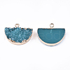 Electroplate Druzy Resin Semi Circle Pendants RESI-S366-04A-2