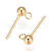 202 Stainless Steel Ball Stud Earring Findings STAS-F141-06G-6mm-2