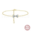 925 Sterling Silver Bowknot Link Bracelets BJEW-C106-02G-2