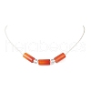 Adjustable Natural Carnelian Column & Synthetic Quartz Crystal Round Beaded Braided Necklaces NJEW-JN05321-2