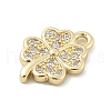 Brass Micro Pave Clear Cubic Zirconia Charms KK-B130-02G-01-2