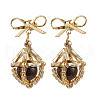 Natural Tiger Eye Bowknot Dangle Stud Earrings EJEW-MZ00348-01-2