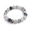 Natural Tourmalinated Quartz/Black Rutilated Quartz Stretch Bracelets X-BJEW-E373-10mm-07-1
