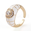 Brass Micro Pave Clear Cubic Zirconia Cuff Rings RJEW-C101-14G-2