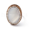 Natural Shell Oval Adjustable Ring with Rhinestone RJEW-F134-07AB-4