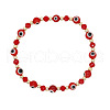 Bohemian Style Brass &  Glass Evil Eye Beads Stretch Bracelets TX5034-1